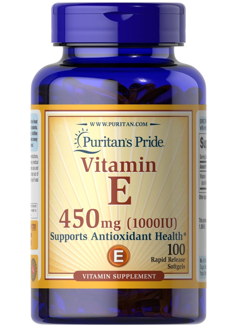Puritan's Pride - Vitamin E-1000 Iu 100 Softgels - Image 1