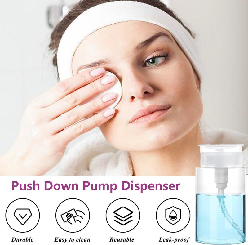 Moonlik Push Down Pump Dispenser, 3.4oz Clear Pump Bottles with Alcohol, Acetone, Nail Polish Remover, Makeup Remover, Toner Stickers Empty Push Top Container for Liquid (100ml-4Pack) - Image 4