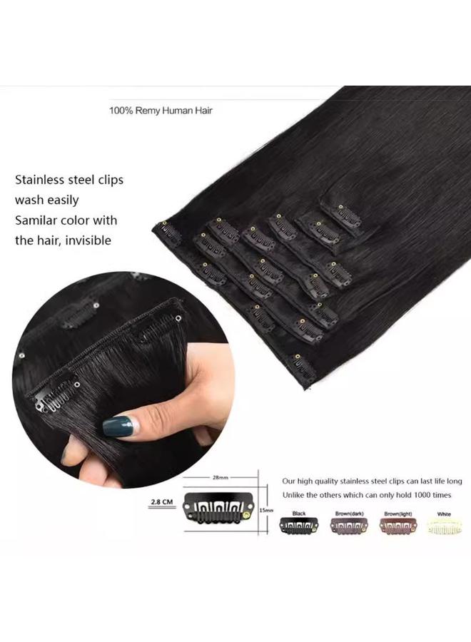 الأزرق جي دبليو شعر مستعار شعر حقيقي في أوروبا وأمريكا شعر أنثى بطاقة شعر مجموعة من سبع قطع من الشعر الحقيقي Clip in human hair - Image 4