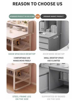 AIWANTO Desk with Storage PC Multifunctional Home Office Modern Laptop Sturdy Shelves Simple Stylish Workstation Study Table White 120x102x60cm  - Image 3
