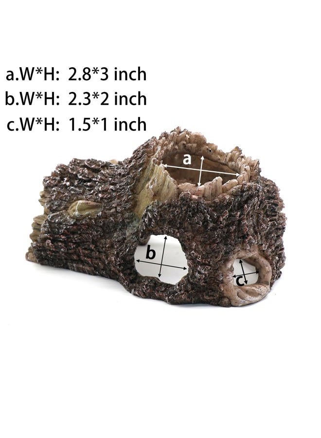 relaqcc Tree Trunk Cave Aquarium Decoration Reptile Cave Climb Hideout Hideaway, Betta Log Resin Wood House Fish Tank Decorations for Betta Fish, Shrimp, Lizards, Leopard Gecko - Image 5
