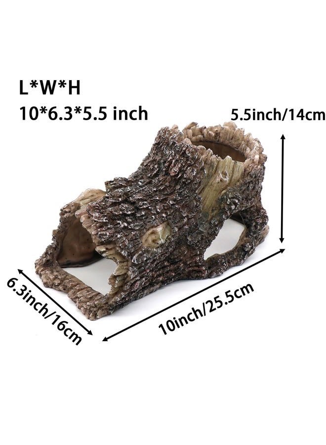 relaqcc Tree Trunk Cave Aquarium Decoration Reptile Cave Climb Hideout Hideaway, Betta Log Resin Wood House Fish Tank Decorations for Betta Fish, Shrimp, Lizards, Leopard Gecko - Image 4