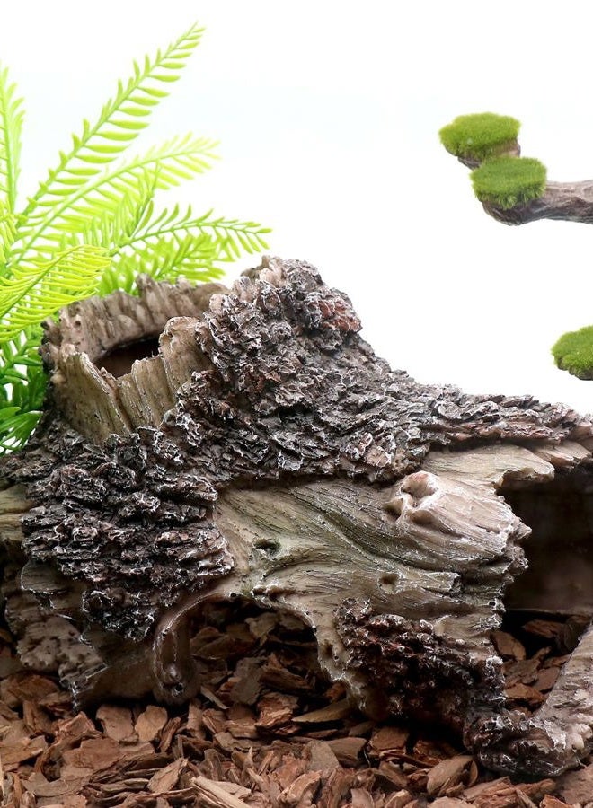 relaqcc Tree Trunk Cave Aquarium Decoration Reptile Cave Climb Hideout Hideaway, Betta Log Resin Wood House Fish Tank Decorations for Betta Fish, Shrimp, Lizards, Leopard Gecko - Image 2