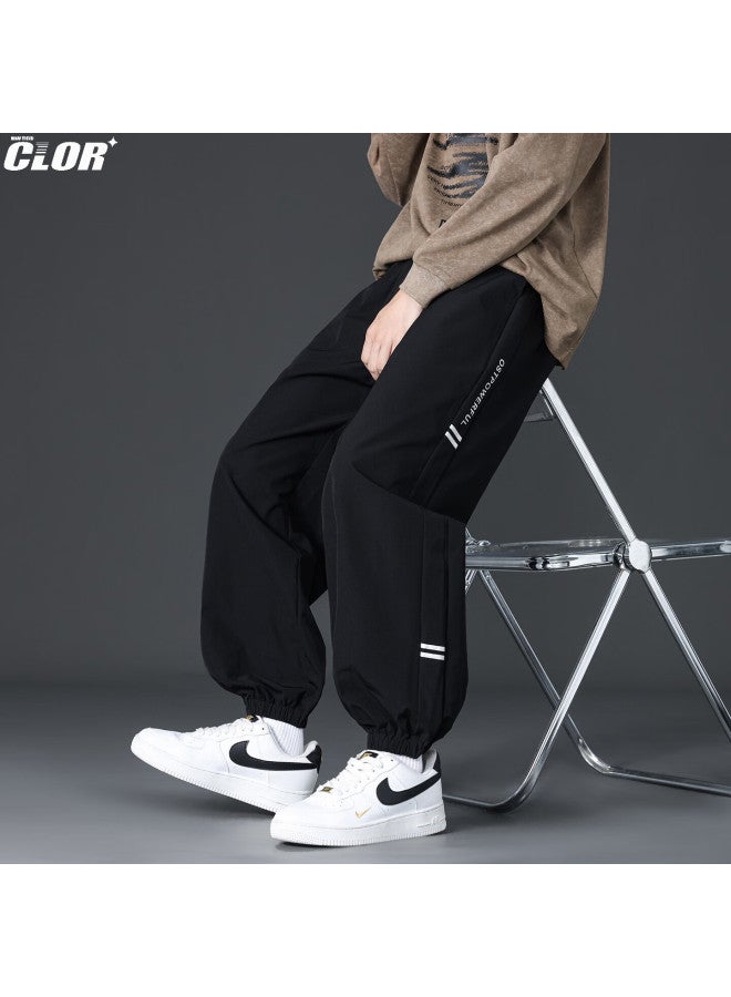 Clor Men's Casual Autumn And Spring Pants Trendy Loose Fit Slim Joggers Sweatpants Cl100 Black L - Image 1