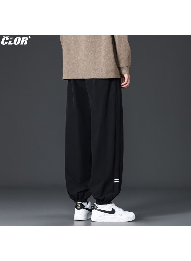Clor Men's Casual Autumn And Spring Pants Trendy Loose Fit Slim Joggers Sweatpants Cl100 Black L - Image 5