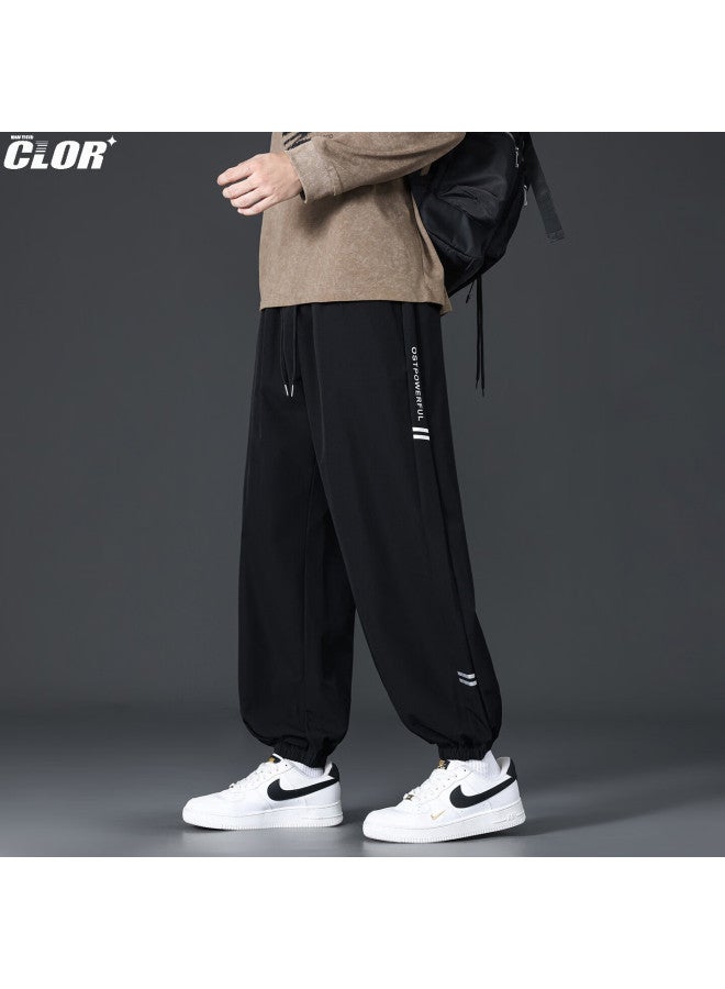 Clor Men's Casual Autumn And Spring Pants Trendy Loose Fit Slim Joggers Sweatpants Cl100 Black L - Image 4