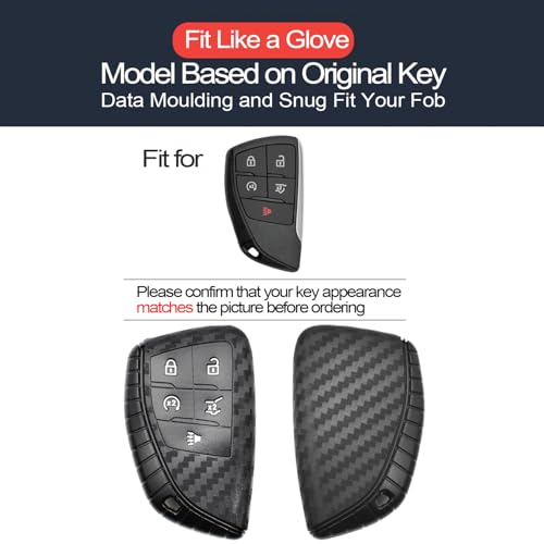INFIPAR 2pcs Compatible with Chevy GMC Key Fob Cover Case Key Chain fit for Chevrolet Blazer EV Equinox Suburban Tahoe Traverse GMC Acadia Yukon Buick Envision Acura ZDX Accessories Carbon Fiber Black - Image 2
