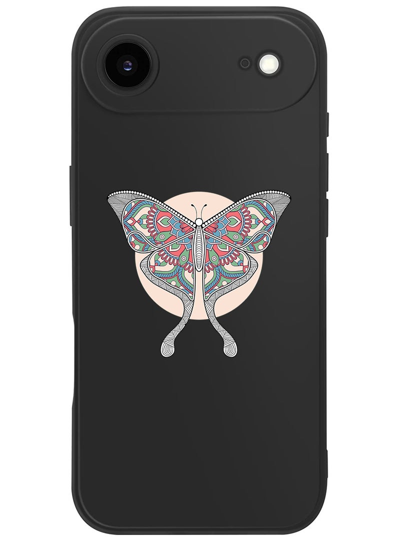 Theodor Protective Slim Fit Case Liquid Silicone Cover with Full Body Protection Anti-Scratch Shockproof Case For Apple iPhone 17 Air (Black) Buterfly - Image 1