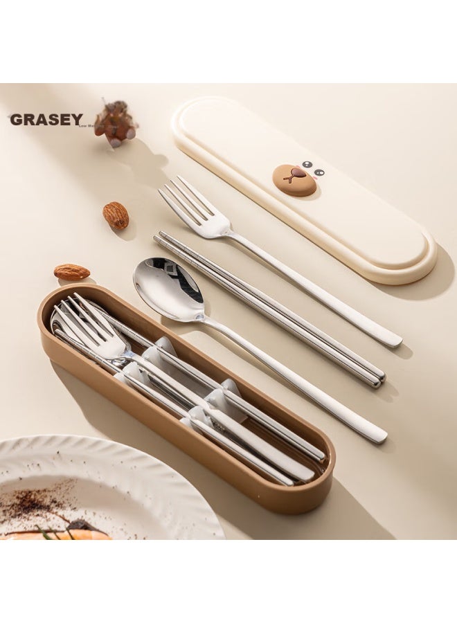 GRASEY Guangyi Cartoon Portable Tableware Set 304 Stainless Steel Spoon Chopsticks Fork Four-piece Set Student Take-out Gy1339 - Image 5