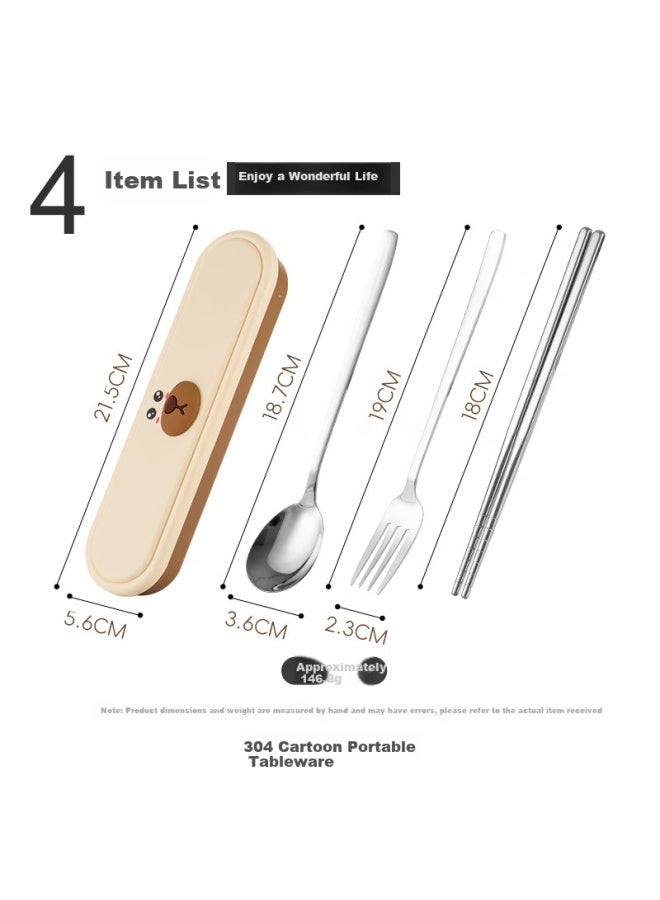 GRASEY Guangyi Cartoon Portable Tableware Set 304 Stainless Steel Spoon Chopsticks Fork Four-piece Set Student Take-out Gy1339 - Image 4