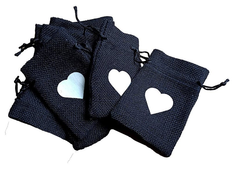Desi Rang Eco-Friendly Jute Potli Gift Bags - Reusable Burlap Pouches with Drawstring for Return Gifts, Dry Fruits, Jewelry, Festive Packaging - 6x4 inch, Black (Pack of 10) Storage Bags - Image 1
