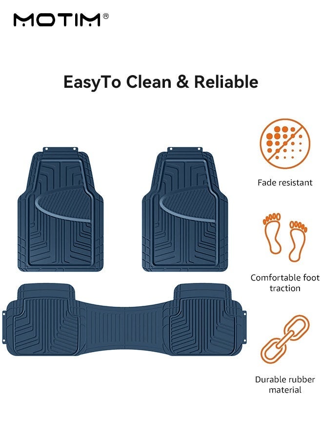 Motim 3-Piece Rubber Floor Mats for Cars Trucks SUV, Heavy Duty Car Mats with Universal Fit Design, All Weather Car Floor Liners, Can Trim to Fit - Image 2