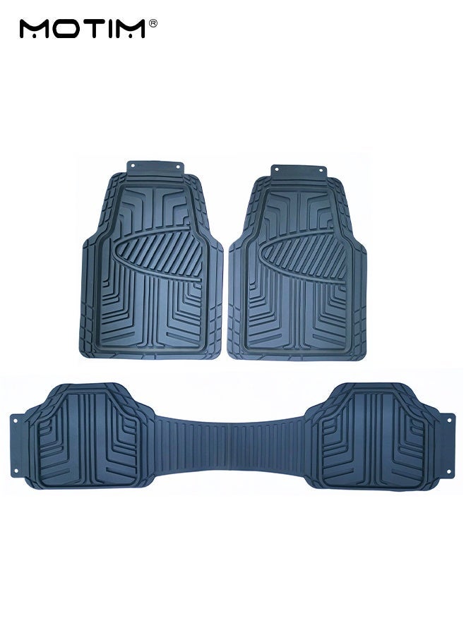 Motim 3-Piece Rubber Floor Mats for Cars Trucks SUV, Heavy Duty Car Mats with Universal Fit Design, All Weather Car Floor Liners, Can Trim to Fit - Image 1