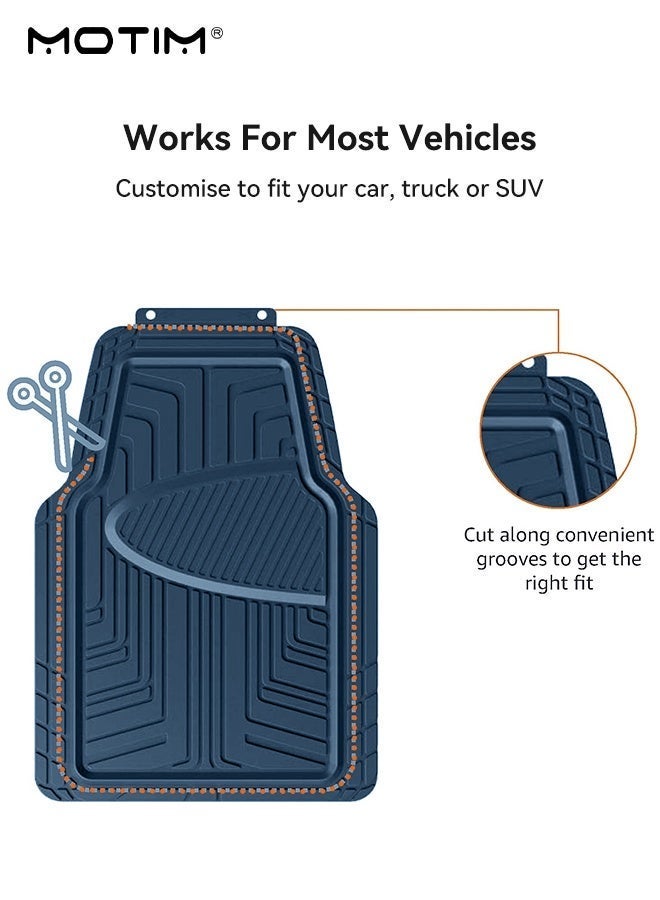 Motim 3-Piece Rubber Floor Mats for Cars Trucks SUV, Heavy Duty Car Mats with Universal Fit Design, All Weather Car Floor Liners, Can Trim to Fit - Image 5