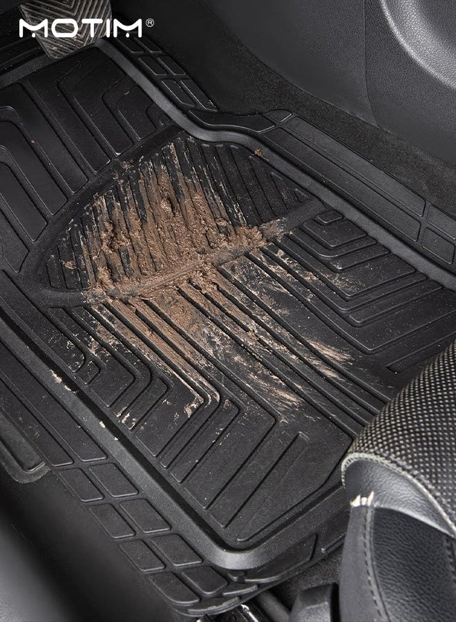 Motim 3-Piece Rubber Floor Mats for Cars Trucks SUV, Heavy Duty Car Mats with Universal Fit Design, All Weather Car Floor Liners, Can Trim to Fit - Image 4