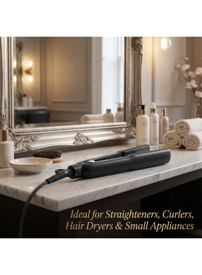 دائرة خضراء كابل طاقة بديل لمكواة فرد الشعر من 3M، سلك تيار متردد ثلاثي السنون، المملكة المتحدة BS1363، 2G 1.0 مم²، 250 فولت 10 أمبير - مناسب لمجففات الشعر والسخانات والأجهزة الصغيرة - أسود - Image 5