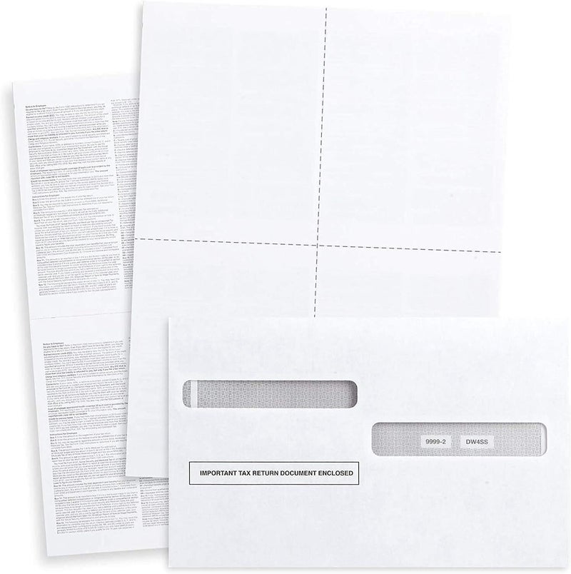 Dutymark W2 Forms 2025 with Envelopes, Blank W2 4 Up Tax Forms 2025, 25 Employees kit, with Instructions in Back, Compatible with QuickBooks and Accounting Software, Idea for E-Filing, 25 Self Seal Envelopes, - Image 1