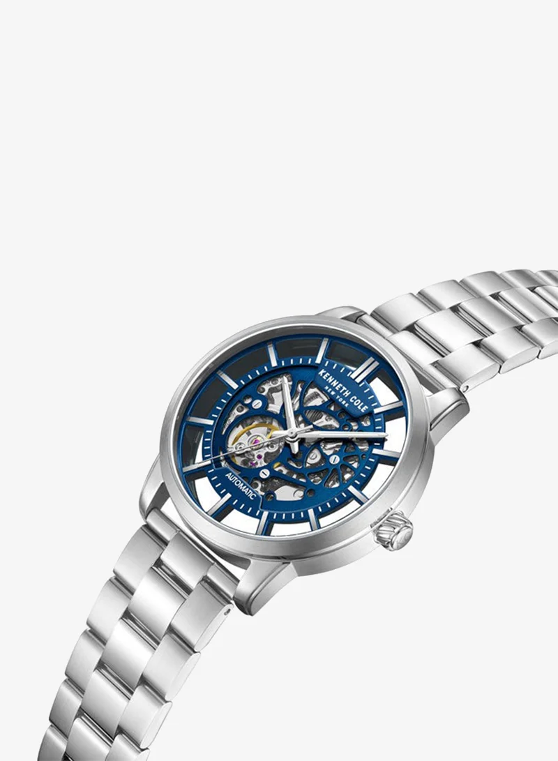 كينيث كول نيو يورك Kenneth Cole New York 44.5mm Automatic Men's Watch with Blue Dial & Stainless Steel Bracelet