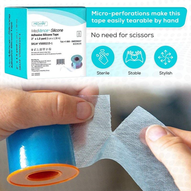 Medvance Soft Silicone Tape with Perforation for Easy Cut Size - 1" Width (1 Pack, 1.5 Yards) - Image 3
