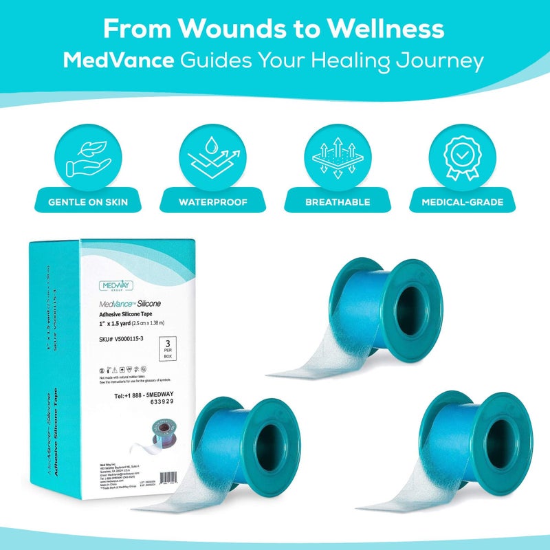 Medvance Soft Silicone Tape with Perforation for Easy Cut Size - 1" Width (1 Pack, 1.5 Yards) - Image 2