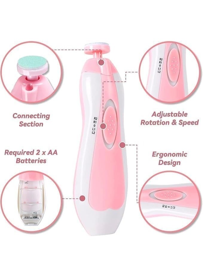 مبرد أظافر كهربائي للأطفال مع ضوء LED – طقم العناية بأظافر الرضع والأطفال الصغار، هادئ وآمن للمواليد الجدد - Image 2