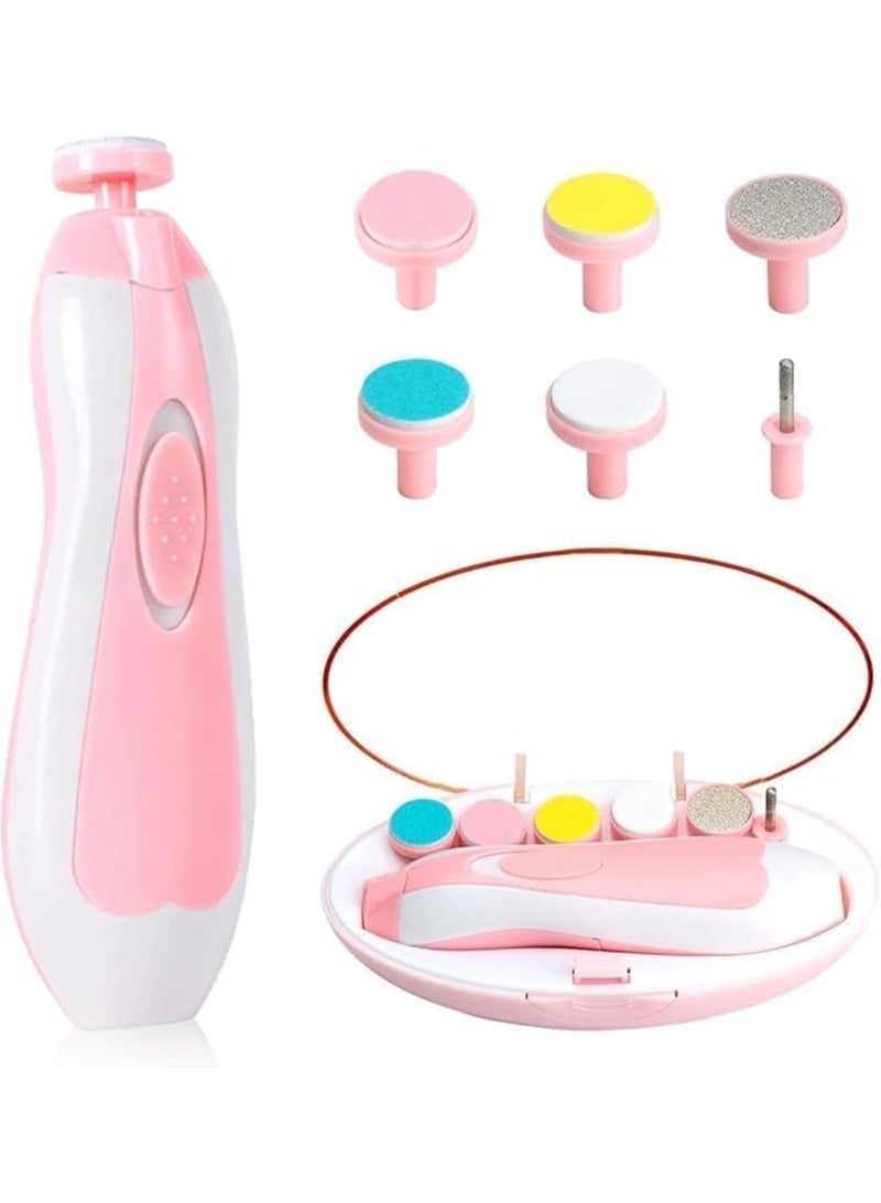 مبرد أظافر كهربائي للأطفال مع ضوء LED – طقم العناية بأظافر الرضع والأطفال الصغار، هادئ وآمن للمواليد الجدد - Image 1