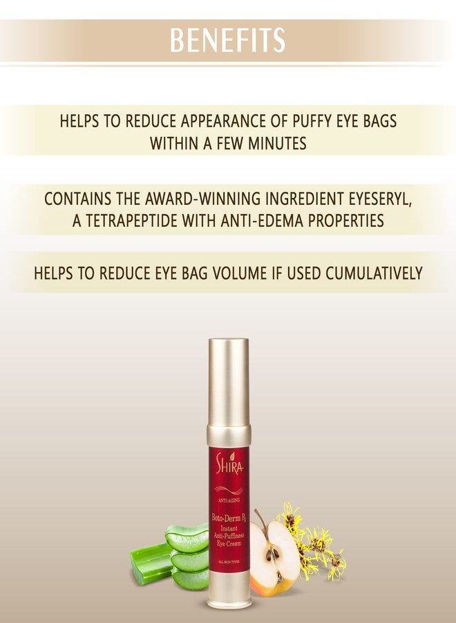 Shira Boto-Derm Rx Instant Anti-Puffiness Eye Cream- for Wrinkles Dark Circles Eye Bags Fine Lines Anti Aging And Tired-Looking Eyes. (2.2 oz.) - Image 3