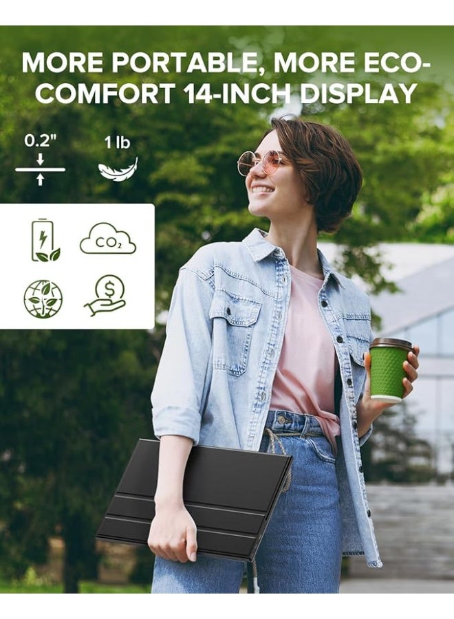 أوبيرفكت شاشة لاب توب محمولة 2K رفيعة للغاية 14 بوصة 2160×1440 QHD خارجية مع مكبرات صوت مزدوجة HDR فري سينك شاشة ثانية للاب توب والكمبيوتر والموبايل وجهاز تشغيل ألعاب الفيديو الرقمية من يو بيرفيكت - Image 5
