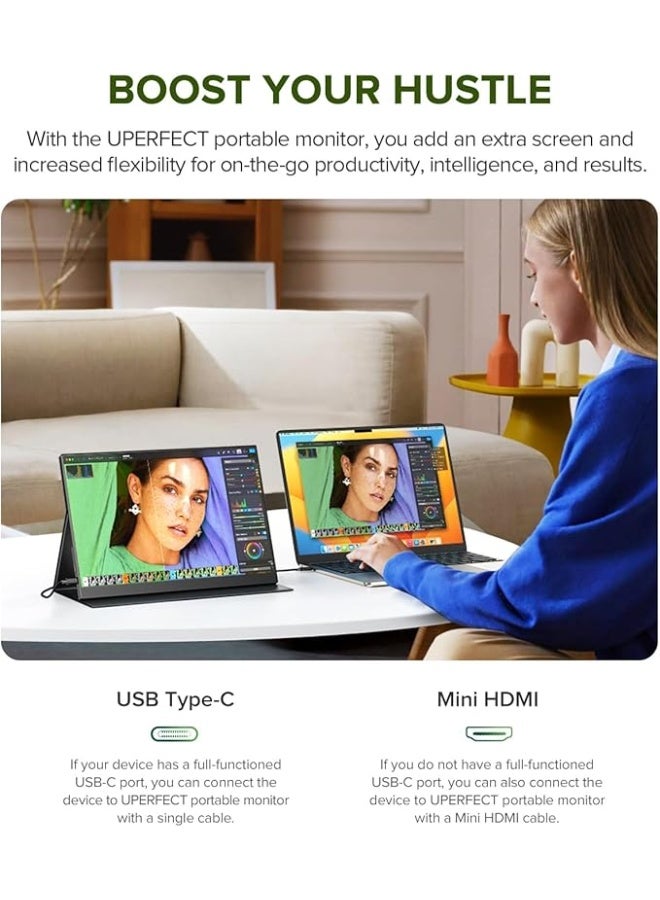 أوبيرفكت شاشة لاب توب محمولة 2K رفيعة للغاية 14 بوصة 2160×1440 QHD خارجية مع مكبرات صوت مزدوجة HDR فري سينك شاشة ثانية للاب توب والكمبيوتر والموبايل وجهاز تشغيل ألعاب الفيديو الرقمية من يو بيرفيكت - Image 3