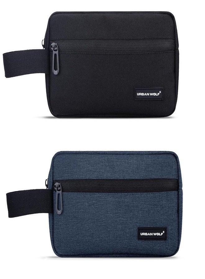 Urban Wolf Travel Toiletry Bag for Men and Women Water-Resistant Shaving Kit/Bag for Toiletry Accessories, Hanging Dopp Kit, Cosmetics Pouch with Multiple Pockets (Black and Blue), Pack of 2 - Image 1