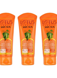 LOTUS HERBALS Lotus Herbals Safe Sun 3 In 1 Tinted Daily Sunscreen | Matte Look | SPF 40 | PA+++ | For All Skin Types | 50g (Pack Of 3)  - Image 1