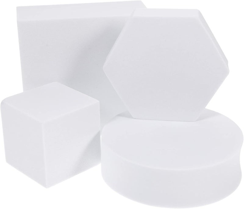 NUOBESTY 4Pcs White Geometric Cube Photography Props Durable Foam Background For Jewelry Cosmetics Lipstick Versatile Photo Accessories Creative Displays - Image 1