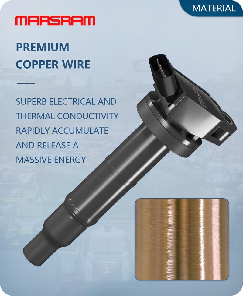 Marsram Ignition Coil Pack UF333 Compatible with Toyota & Scion Lexus & Pontiac, 2002-2005 2007-2011 Camry, 2001-2007 RAV4 Highlander, 2005-2010 tC, 2009-2010 Corolla Matrix Vibe, 2.0L 2.4L 4PCS - Image 4