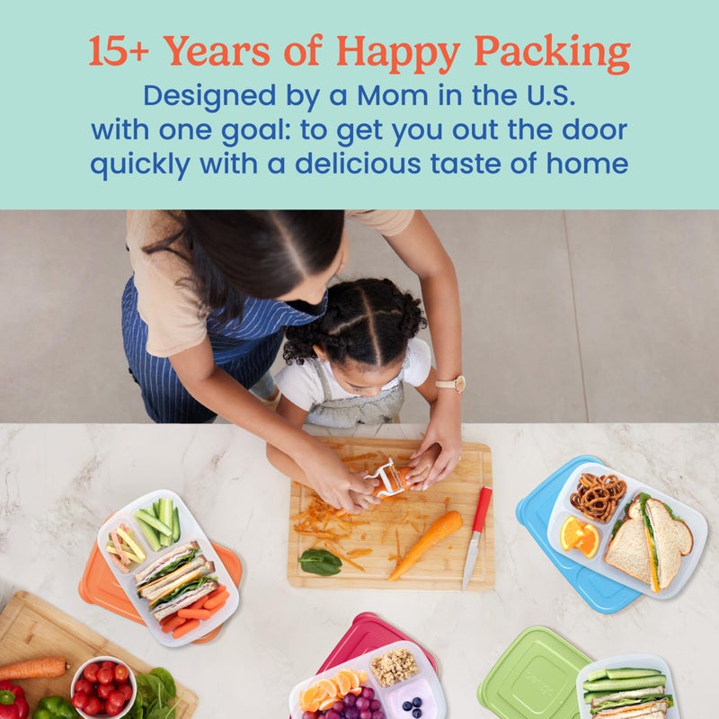 Bentgo Easyboxes - Original Stackable Lunch Boxes - Reusable 3-Compartment Food Containers for Kids and Adults - Bento Lunch Box for Meal Prep, School, & Work - BPA Free, Set of 4 (Classic) - Image 4
