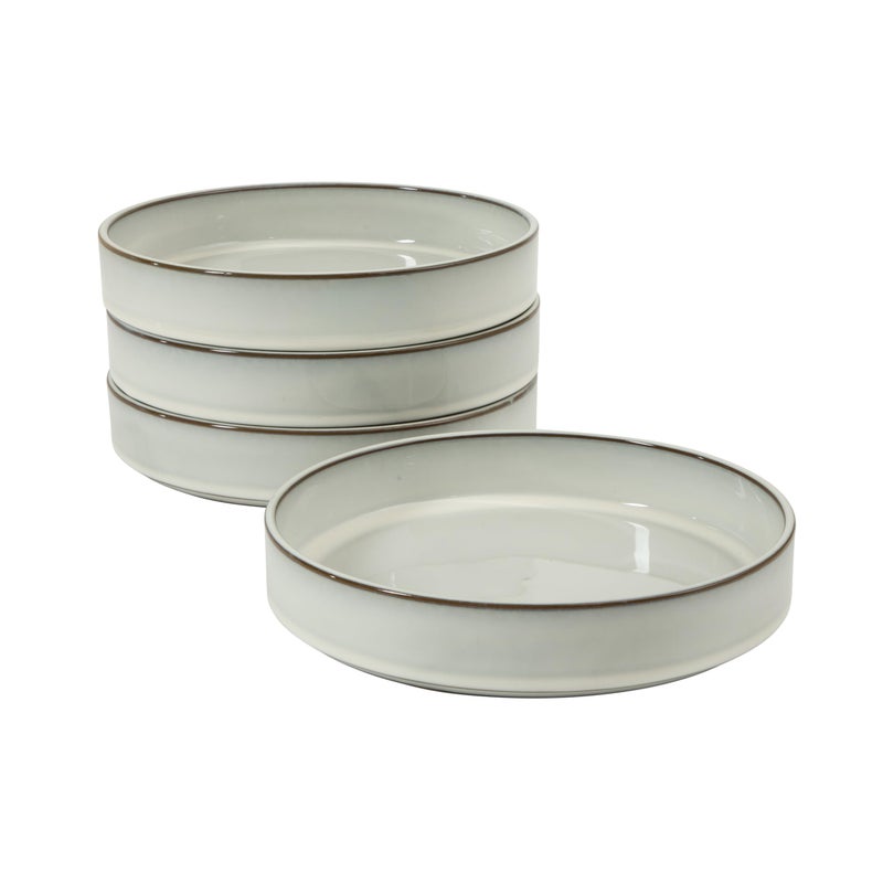 Bloomhouse - Two Time Oprah's Favorite Things WInner - Santorini Mist 4-Piece 8.6-Inch Terracotta Pasta Bowl Set â€“ Moonstone White, Reactive Glaze Round Shallow Walled Dinner & Serving Bowls - Image 1