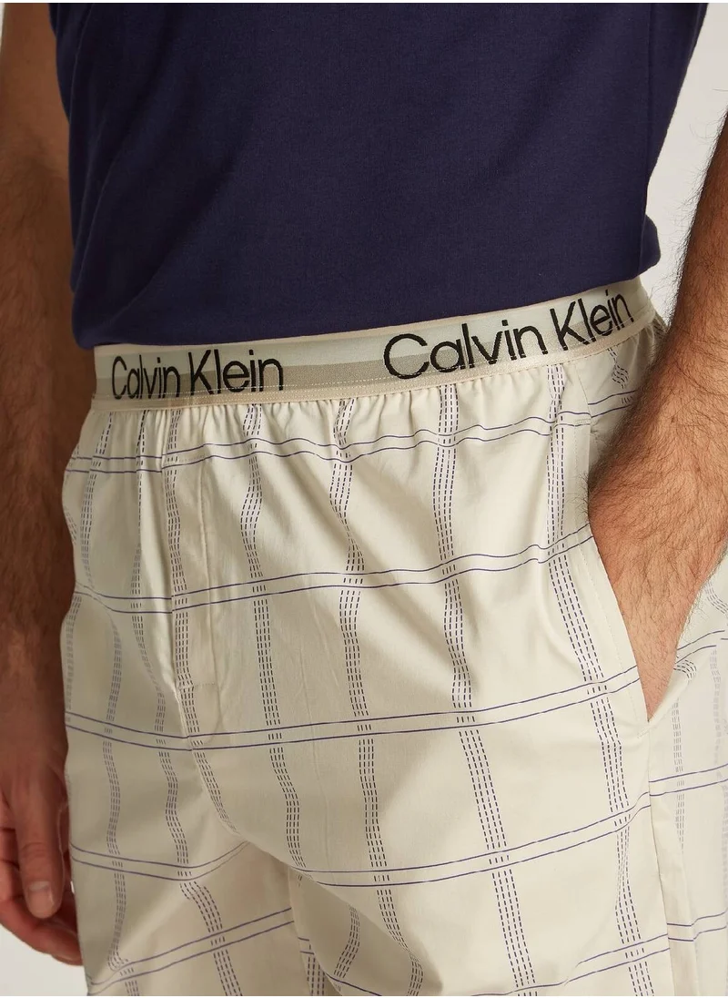 CALVIN KLEIN Men's Shorts Pyjama Set - Polyester/ Cotton, Blue