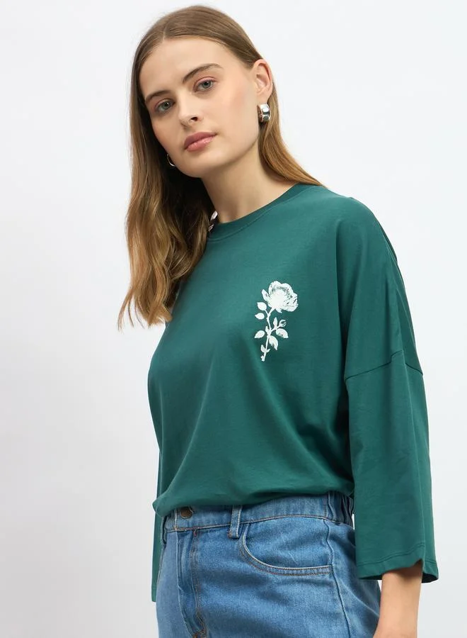Styli Graphic Print Oversized Round Neck T-Shirt