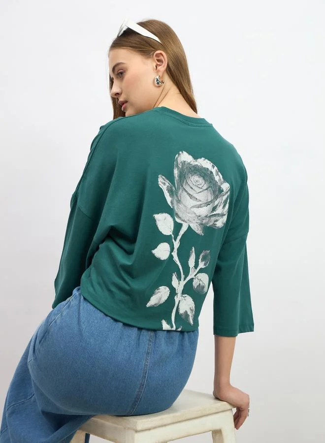 Styli Graphic Print Oversized Round Neck T-Shirt