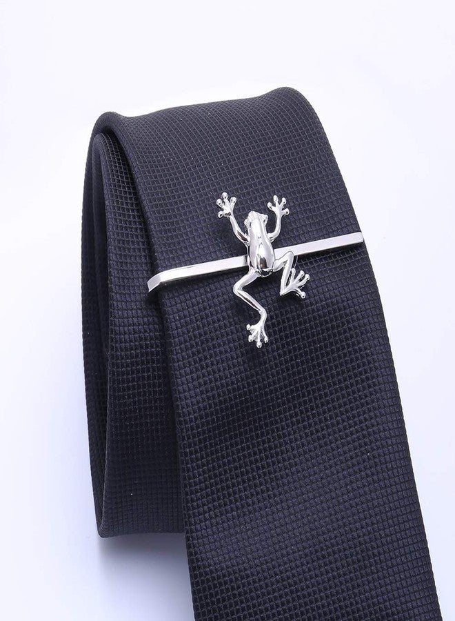 HAWSON Silver 2 inch frog Tie Bar Clip for Men Animal Skinny Tie Clips for Necktie Daily Life with Gift Box - Image 2