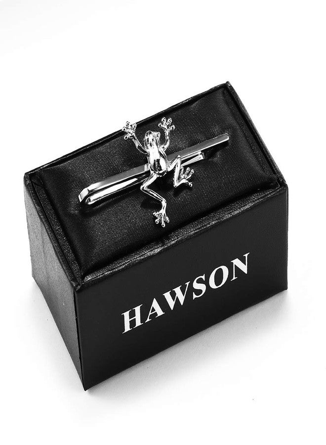 HAWSON Silver 2 inch frog Tie Bar Clip for Men Animal Skinny Tie Clips for Necktie Daily Life with Gift Box - Image 5