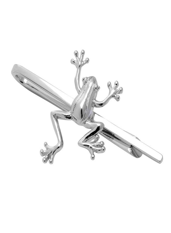 HAWSON Silver 2 inch frog Tie Bar Clip for Men Animal Skinny Tie Clips for Necktie Daily Life with Gift Box - Image 1