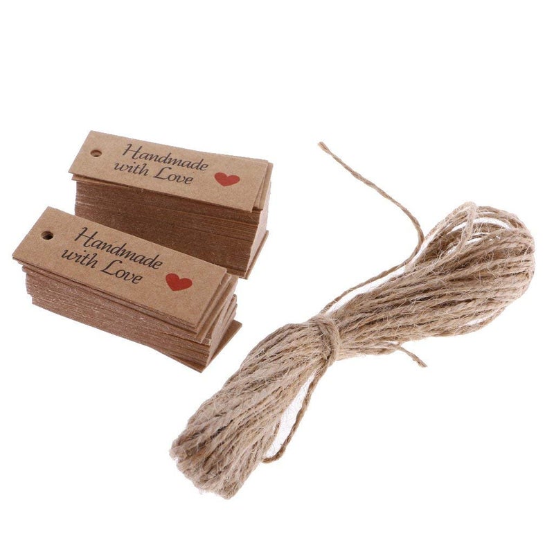 Atmiyamart Vintage Kraft Paper Handmade with Love Gift Tags Wedding Favor Tags 100pcs - Image 4