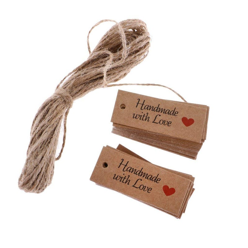 Atmiyamart Vintage Kraft Paper Handmade with Love Gift Tags Wedding Favor Tags 100pcs - Image 3