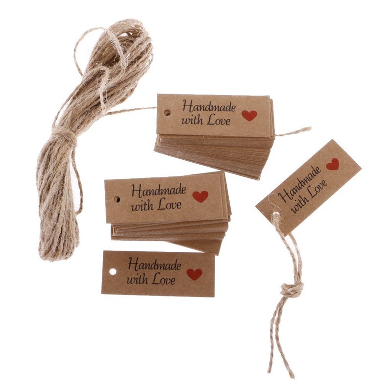 Atmiyamart Vintage Kraft Paper Handmade with Love Gift Tags Wedding Favor Tags 100pcs - Image 2