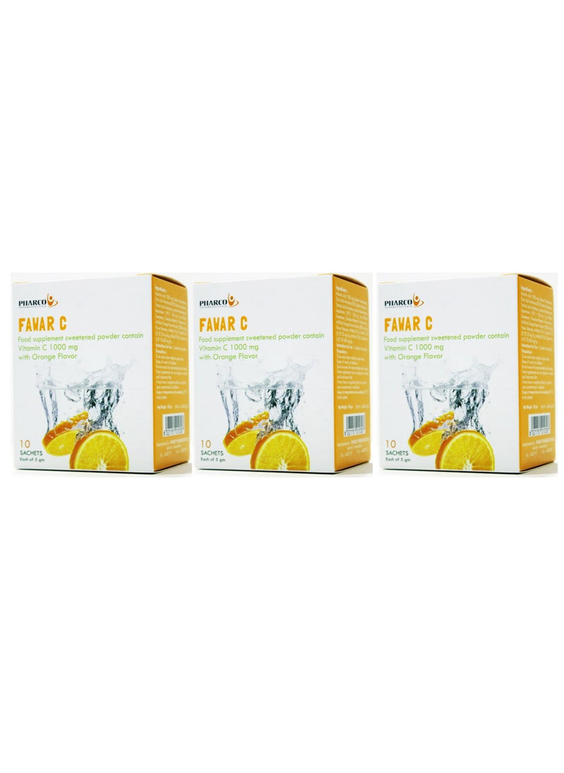 Pharco - Pack Of 3 Pharco Effervescent C Effervescent Granules To Enhance Immunity And Maintain Health10 Bags - Image 1
