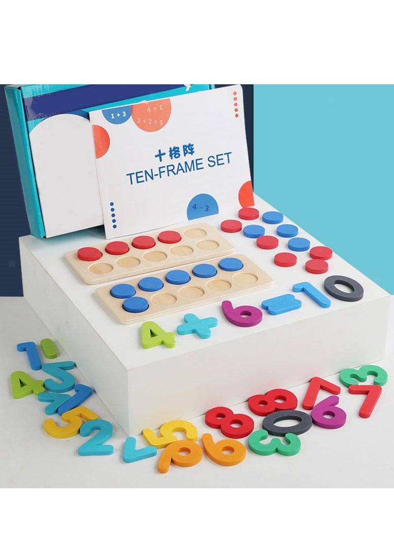 BAYBEE Baybee Wooden Mathematics Teaching Aid Puzzle for Kids, Wooden Toy with Numbers, Montessori Toys Ten Frame Set Board Games, Learning Educational Baby Toys Puzzle Block for Kids 3+ Years Boy Girl  - Image 1