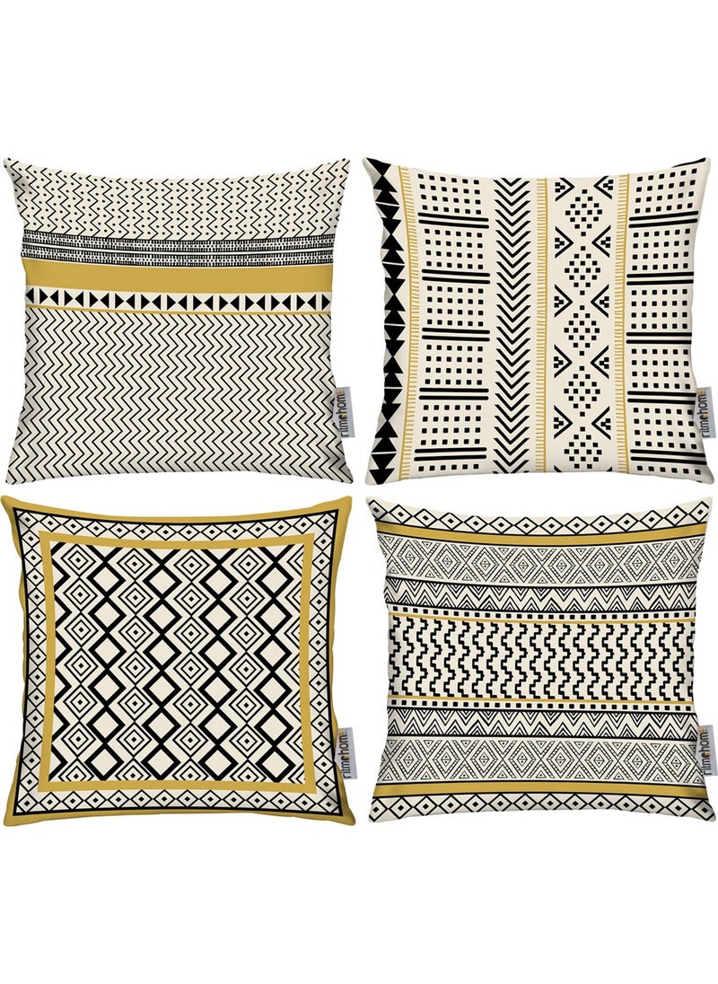 Ritmo Home Scandinavian Ethnic 4-Piece Throw Pillow Case 