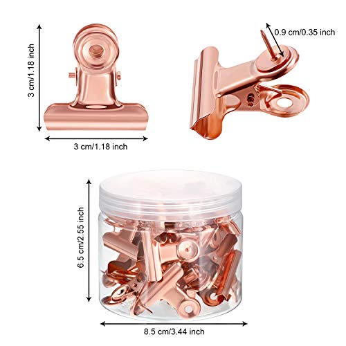 Outus 30 Pieces Push Pins Clips Thumb Tacks with Clips Cork Board Tacks for School Artworks Projects on Cork Photos Documents on Bulletin Board No Holes for The PaperRose Gold - Image 3