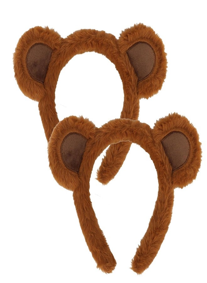 ACO-UINT 2PCS Bear Ears Headband, Brown Furry Animal Ears Headband for Women Girls Adults Cute Halloween Head band for Cosplay Party Costume Daily Care Hairband for Makeup Washing Face - Image 1