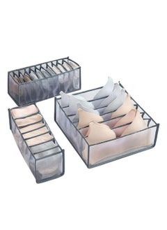 Y&D Underwear Storage Organizer, 3Pcs Drawer Organiser Foldable Box Compartment, Multi-Grid Cabinet Organizers Divider for Organizing Bras, Socks,Ties, Belts  - Image 1